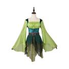 Elf feminino medieval verde magia elfo cosplay vestido com asas traje de dramatização de halloween