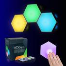 Emberela HEXlights Kit com 3 Painéis LED RGB com Toque e Controle Remoto Emberela HEXlights Kit com 3 Painéis LED RGB com Toque e Controle Remoto