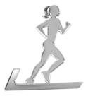 Emblema Adesivo Alto Relevo 3d Corrida Feminino Pequeno Cromado