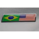 Emblema Adesivo Alto Relevo 3d Escudo Brasil com Eua Usa Cromado