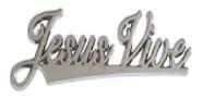 Emblema Adesivo Alto Relevo 3d Jesus Vive Manuscrito Cromado