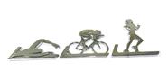 Emblema Adesivo Alto Relevo 3d Triathlon Feminino Cromado