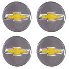 Emblema Adesivo Resinado Chevrolet Cinza com Dourado 4un 40mm Emblema Adesivo Resinado Chevrolet Cinza com Dourado 4un 40mm