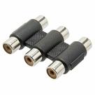 Emenda 3x Jack Rca Para 3x Jack Rca Preta - PC / 10