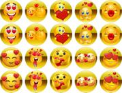 EMOJI AMOR: 20 imagens de 4,8cm em papel arroz - RECORTADAS