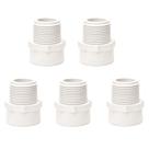 Encaixes de tubulação FangKingNo, 5 peças, adaptador macho de PVC bidirecional branco de 1,5 cm