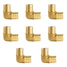 Encaixes PEX WiseWater, cotovelo e 90 graus, farpa de latão de 1 polegada (8 unidades)