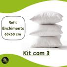 Enchimento Almofada Refil 60x60 Silicone Kit Com 3 Unidades