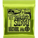 Encordoamento de Guitarra Ernie Ball Regular Slinky P03221 Pack com 3