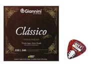 Encordoamento Giannini para Violão Nailon Clássico Tensão Super Extra Pesada GENWSXPA Palheta