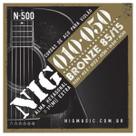 Encordoamento NIG Violão 010/050 N500 Palheta e 1 mi Extra Cordas de Violão de Aço NIG Music Instrumentos Musicais Cordas Bronze Palheta Grátis