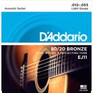 Encordoamento Violão Aço 012 D'Addario EJ11 Bronze 80/20