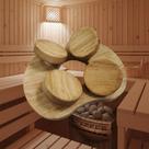 Encosto de cabeça de sauna de madeira com disco giratório, acessório de sauna