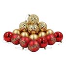 Enfeite 24 Bolas De Natal 6cm Douradas e Vermelhas Premium Enfeite 24 Bolas De Natal 6cm Douradas e Vermelhas Premium