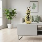 Enfeite Abacaxi De Mesa 14cm Cerâmica Espelhada Decoração Dourado
