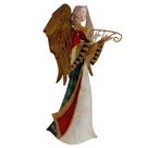 Enfeite Anjo com Harpa 33cm Decoração de Metal Resina e Madrepérola Enfeite Anjo com Harpa 33cm Decoração de Metal Resina e Madrepérola