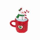 Enfeite Boneco de Neve em Caneca Bengala Vermelho Candy Natal 10cm