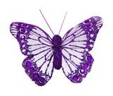 Enfeite Borboleta kit com 06 pçs de 10cm Glitter Lilás com Presilha para fixar na Decoração