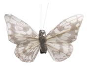 Enfeite Borboleta kit com 06 pçs de 7cm Prata com Presilha para fixar na Decoração