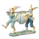Enfeite Casal de Coelho Decoração Verde Resina Páscoa 16cm