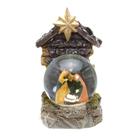 Enfeite Cenário Presépio Mini Bola Água Sagrada Família Natal Vila Natalina Neve Menino Jesus Casa Sala Quarto Escritório Mesa Rack Estante Resina
