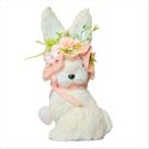 Enfeite Coelho de Palha Sentado Chapéu Florido Páscoa 25cm
