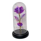 Enfeite Cupula c/ Flor Cintilante + Microled e base de Madeira a pilha