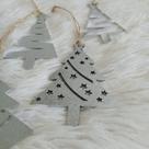 Enfeite de Árvore de Natal em MDF Decoração Natalina Papai Noel Estrelas kit com 10 unidades