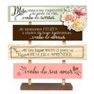 Enfeite De Mesa Com Plaquinha E Aplique Mãe Nunca Me Esquecerei 19x18