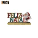 Enfeite de Mesa Feliz Natal Mdf Adesivado com Frase em Acrilico Dourado