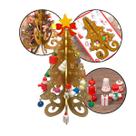 Enfeite de Mesa Natalino Mini Árvore de Natal em Madeira Dourada