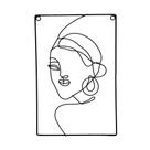 Enfeite De Metal De Parede Preto Rosto Mulher 30X20X1cm