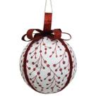 Enfeite de Natal Bola Branco/Vermelho Topo de Arvore 08cm Enfeite de Natal Bola Branco/Vermelho Topo de Arvore 08cm
