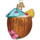 Enfeite de Natal, copo de bebida de coco tropical do Velho Mundo