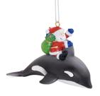 Enfeite de Natal em Cape Shore Papai Noel montando baleia orca