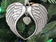 Enfeite de Natal K9King Angel Wing Memorial Shiny Silver