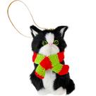 Enfeite de Natal Ornativity Mini Cat Furry Black com cachecol