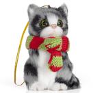 Enfeite de Natal Ornativity Mini Cat Furry Black com cachecol