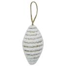 Enfeite de Natal Oval Branco Topo de Arvore Grande 13cm