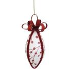 Enfeite de Natal Oval Branco/Vermelho Arvore/Mesa/Porta 13cm