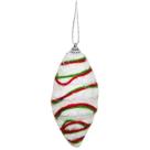 Enfeite de Natal Oval Vermelha/Branco Topo de Arvore 13cm
