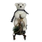 Enfeite de Natal Urso Natalino Branco no Trenó 26cm Enfeite de Natal Urso Natalino Branco no Trenó 26cm