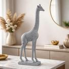 Enfeite De Resina Prateado Girafa Decorativo Brilhante Luxo
