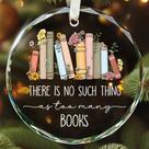 Enfeite de vidro suspenso TEEBIM Book Lovers 8cm Christmas