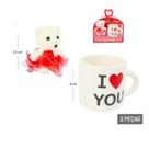 Enfeite Decorativo 12cm 2 Peças Urso Com Xicara I Love You