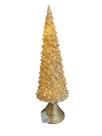 Enfeite decorativo arvore natalina dourada com luz - 28 x 9,8 cm