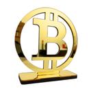 Enfeite Decorativo Bitcoin Acrílico Espelhado Dourado - Decoração de Mesa Luxo
