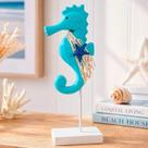 Enfeite Decorativo de Cavalo-Marinho Cavalo Marinho para Casa em Madeira 30cm Turquesa para Mesa Enfeite Decorativo de Cavalo-Marinho Cavalo Marinho para Casa em Madeira 30cm Turquesa para Mesa