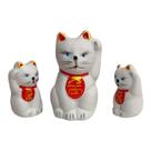 Enfeite Decorativo Miniatura Familia Gato da Sorte 3 Peças - Hp Decor