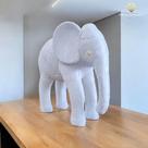 Enfeite Elefante Branco em Gesso 22 cm Decoração Escritório AVB DECOR